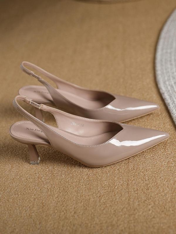 AMIRA™ - Women’s PU Leather Slingback Heels Simple Solid Color Pointed Toe Pumps